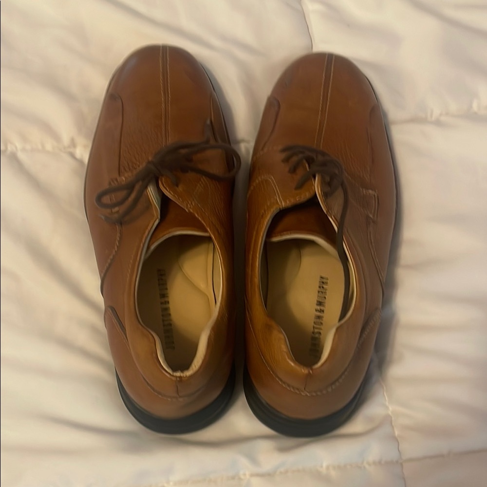 Men's Brown Leather Lace-Up Comfort Shoes Size 9